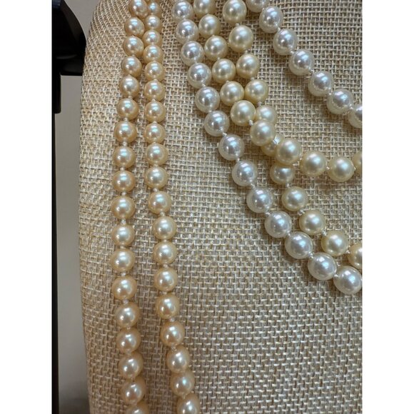 Three Glass Pearl Necklaces In Cream & Ivory Tones 26"-34" Long - Picture 6 of 9